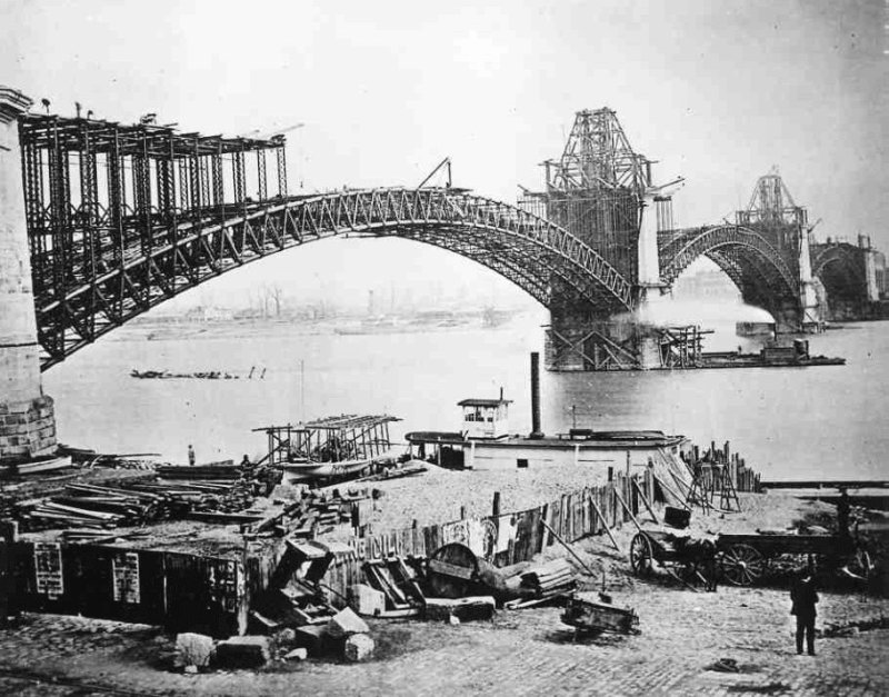 Eads Bridge construction 1870s