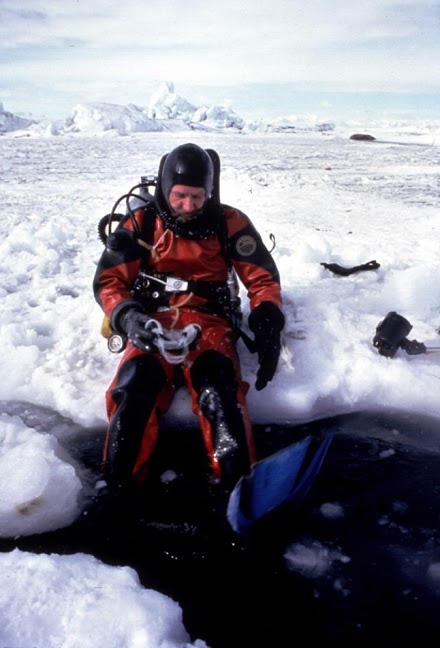 diver on ice edge